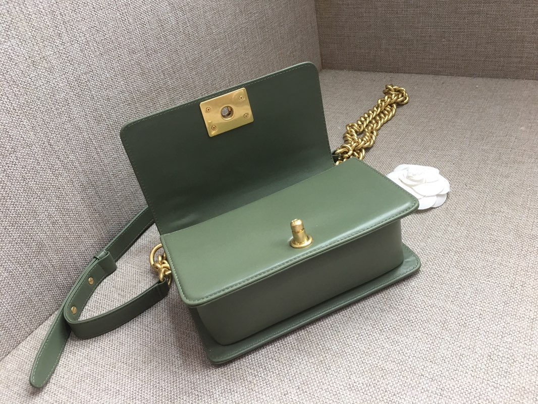 Lambskin Small Boy Handbag Flap Bag A67085 Dark Green